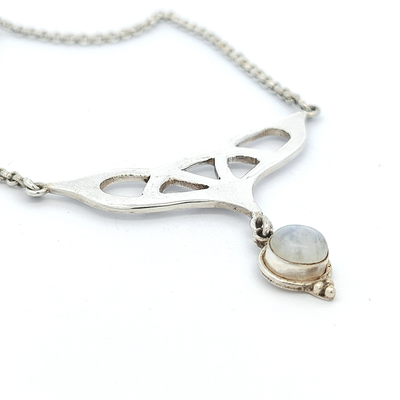 Rainbow Moonstone Pendant Necklace - Corinne - boothandbooth