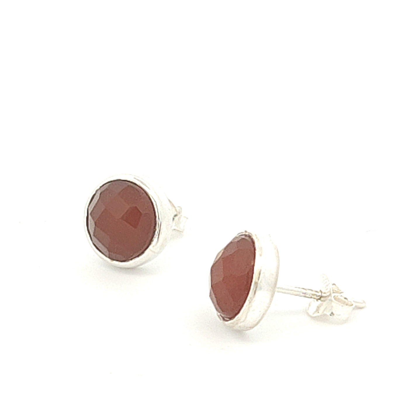 Faceted Red Onyx Stud Earrings - Carly - boothandbooth