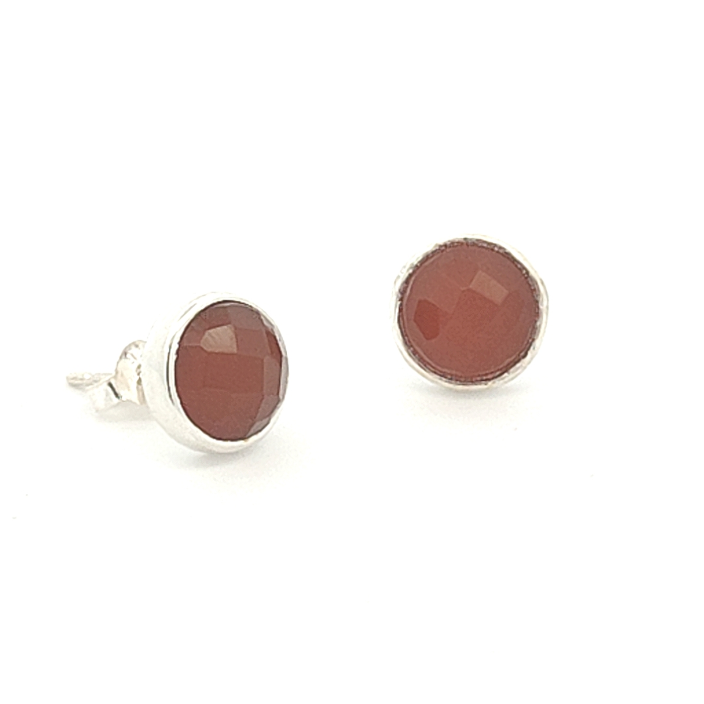Faceted Red Onyx Stud Earrings - Carly - boothandbooth