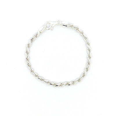 Diamond Cut Sterling Silver Rope Bracelet, Width 4mm - boothandbooth