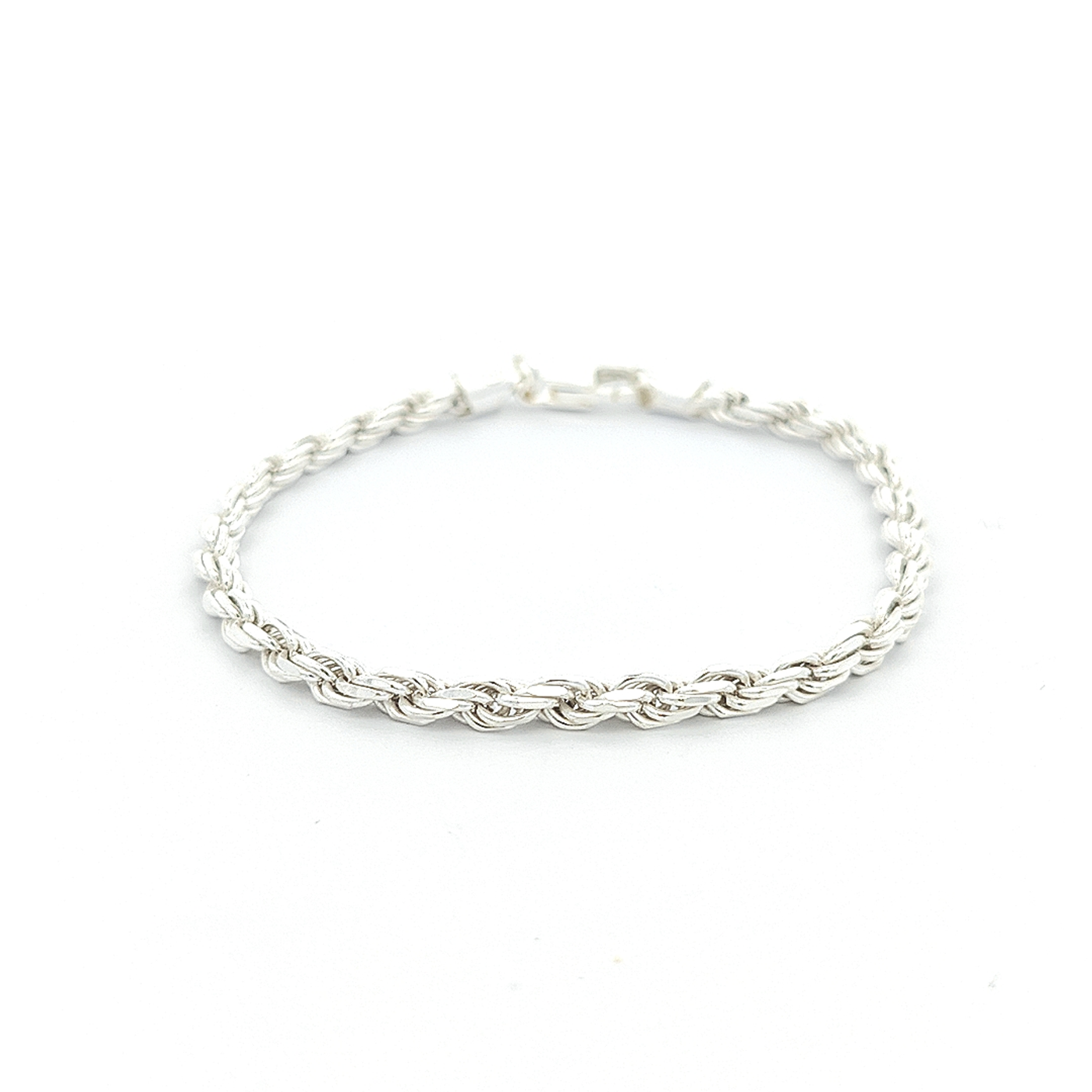 Diamond Cut Sterling Silver Rope Bracelet, Width 4mm - boothandbooth