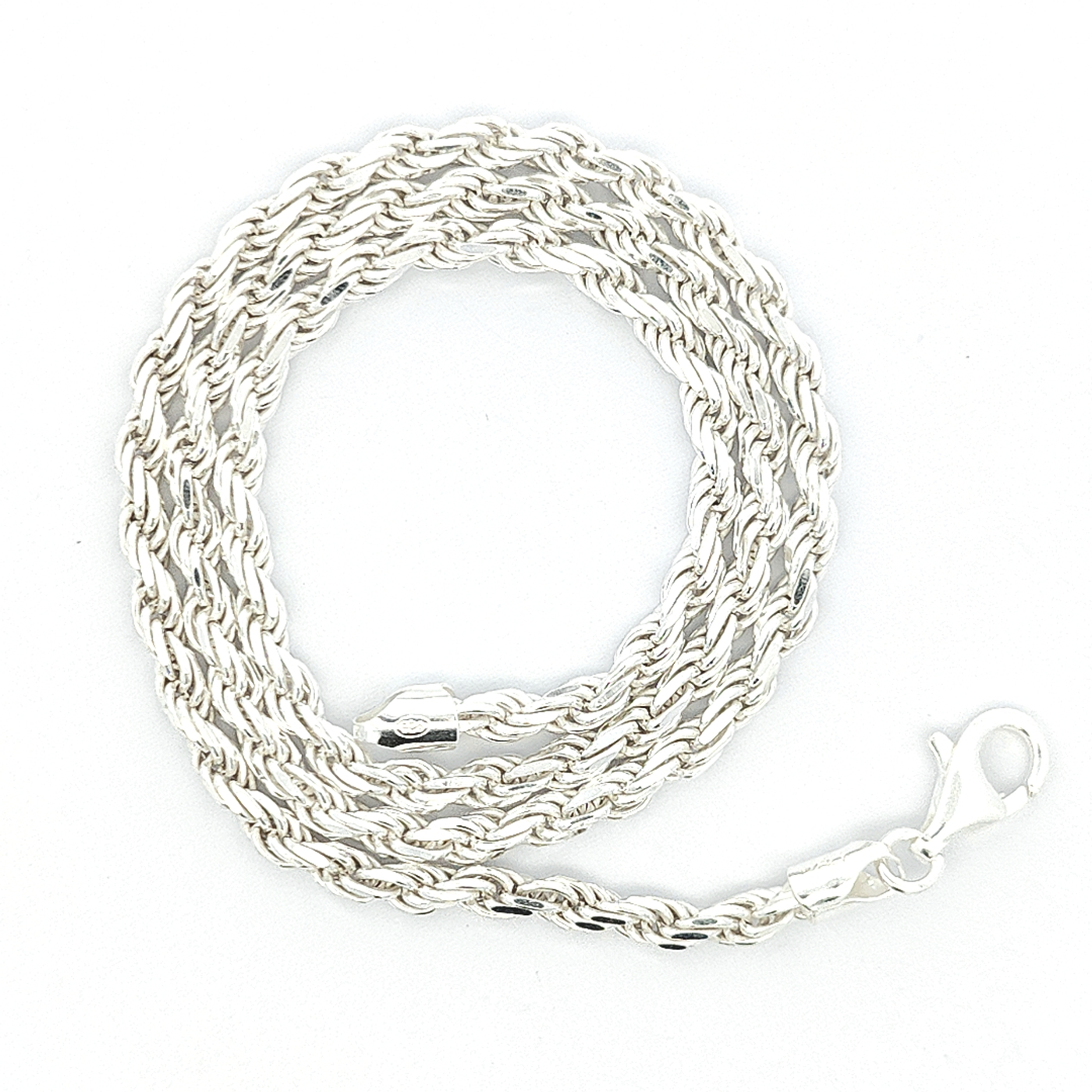 Sterling Silver Diamond Cut Rope Chain - 4mm - boothandbooth