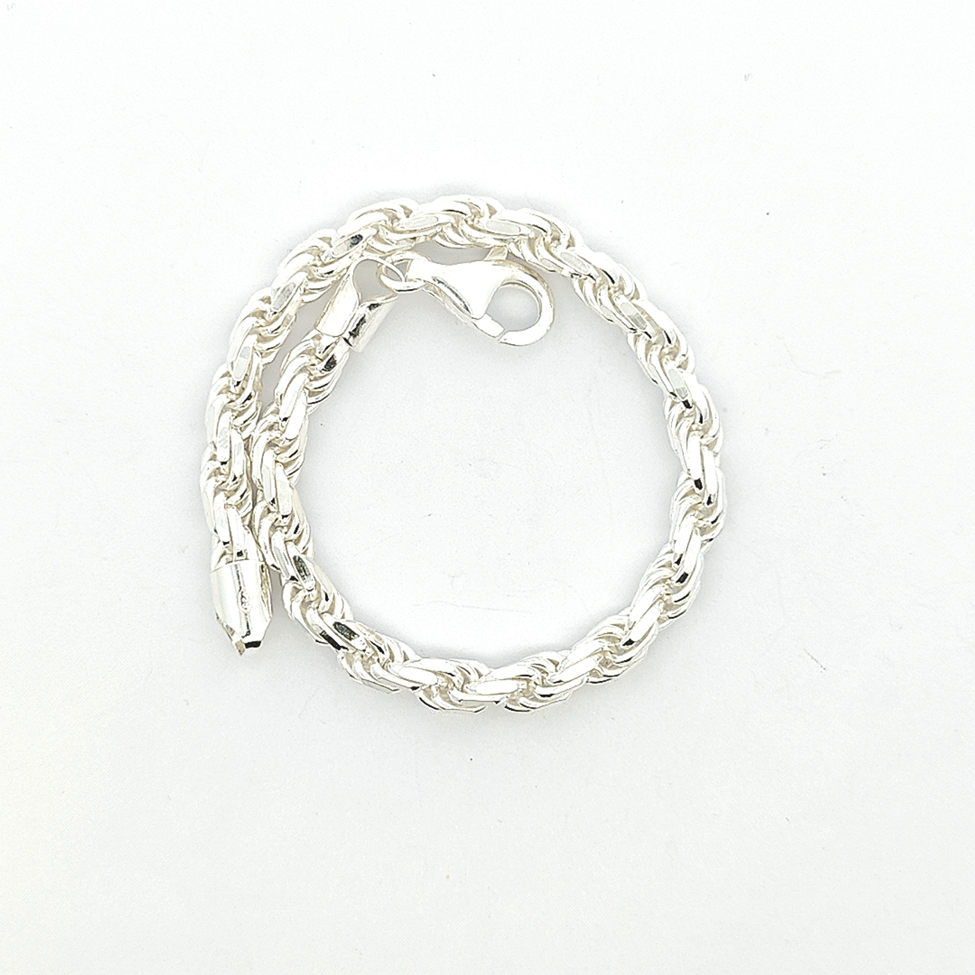 Sterling Silver Diamond Cut Rope Bracelet, Width 6mm - boothandbooth