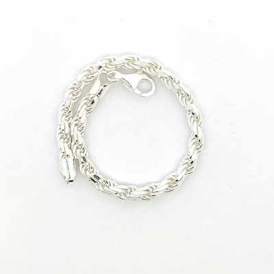 Sterling Silver Diamond Cut Rope Bracelet, Width 6mm - boothandbooth