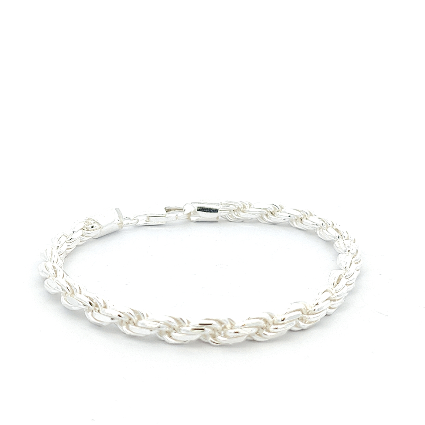 Sterling Silver Diamond Cut Rope Bracelet, Width 6mm - boothandbooth