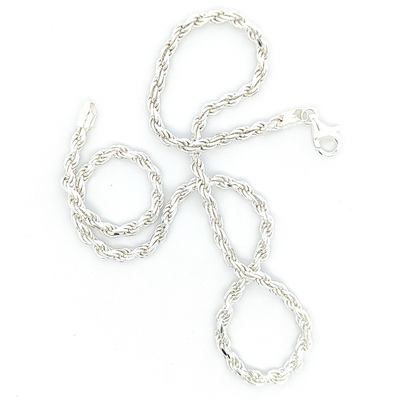 Sterling Silver Diamond Cut Rope Chain - 4mm - boothandbooth