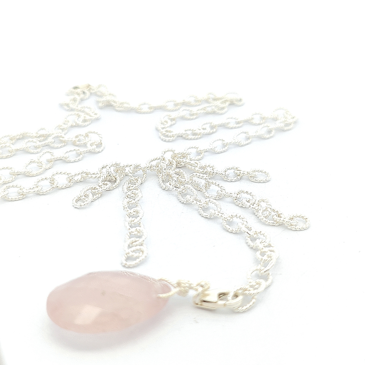 Rose Quartz Pendant Necklace - Kiki - boothandbooth