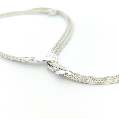 Sterling Silver 3 Strand Twisted Mesh Necklace - boothandbooth