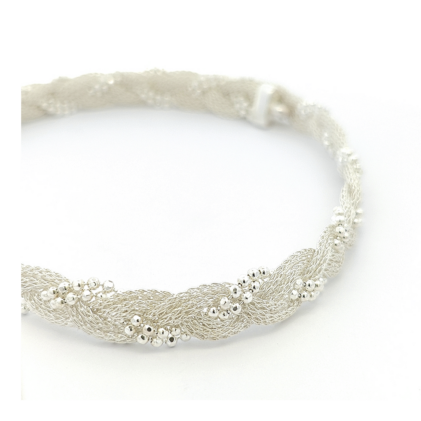 Sterling Silver Mesh and Ball Chain Necklace - boothandbooth
