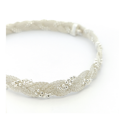 Sterling Silver Mesh and Ball Chain Necklace - boothandbooth