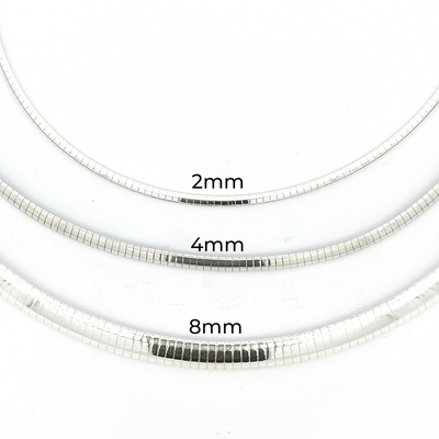 Sterling Silver Omega Chain, Width 8mm - boothandbooth