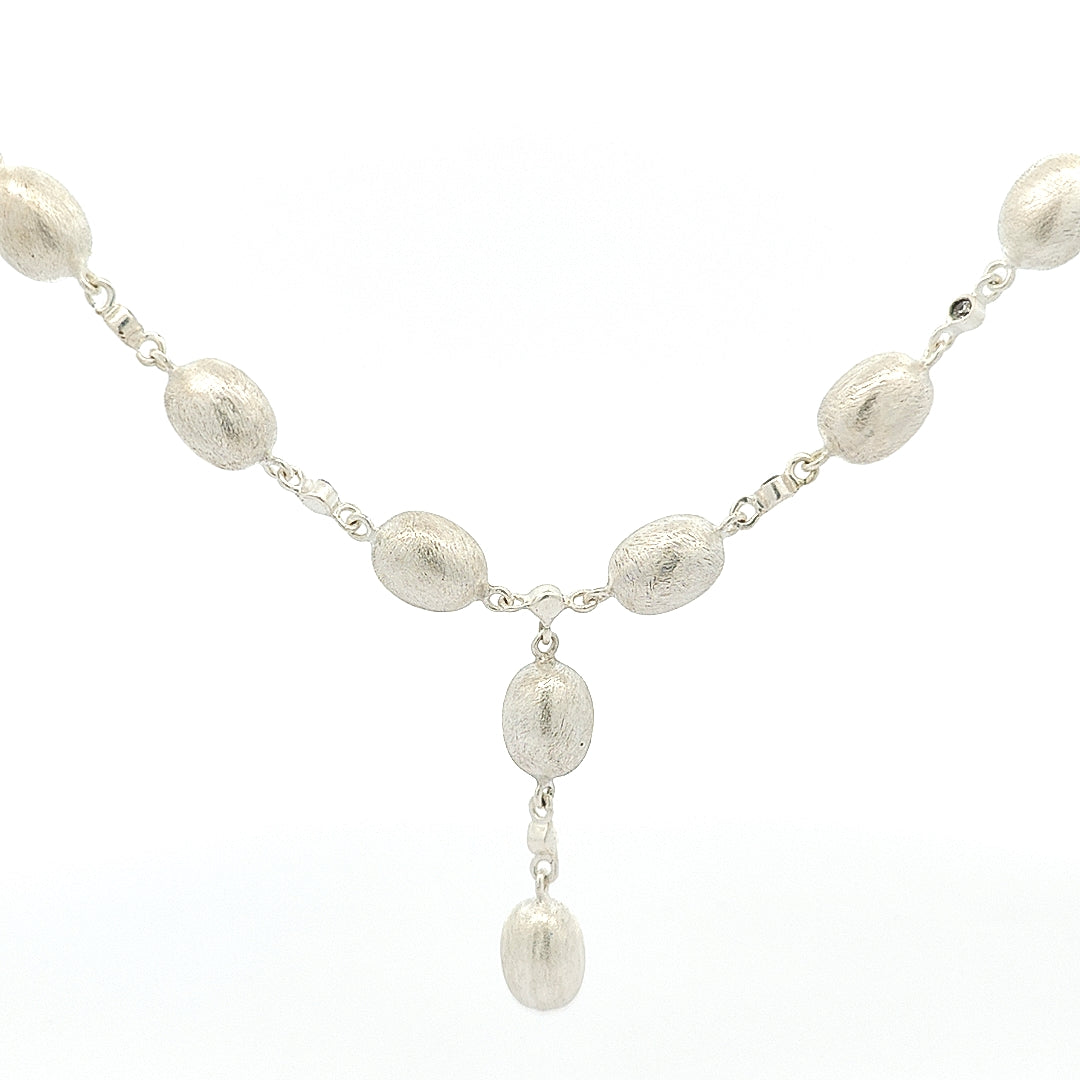 Sterling Silver Oval Bead Necklace - boothandbooth