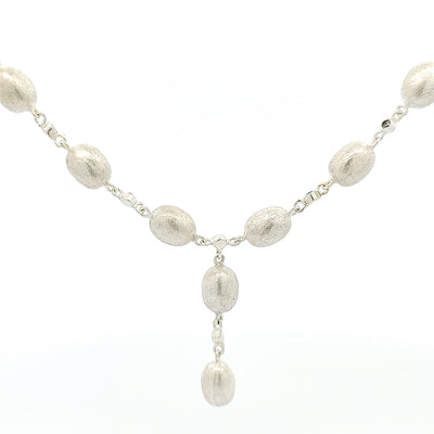 Sterling Silver Oval Bead Necklace - boothandbooth