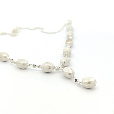 Sterling Silver Oval Bead Necklace - boothandbooth