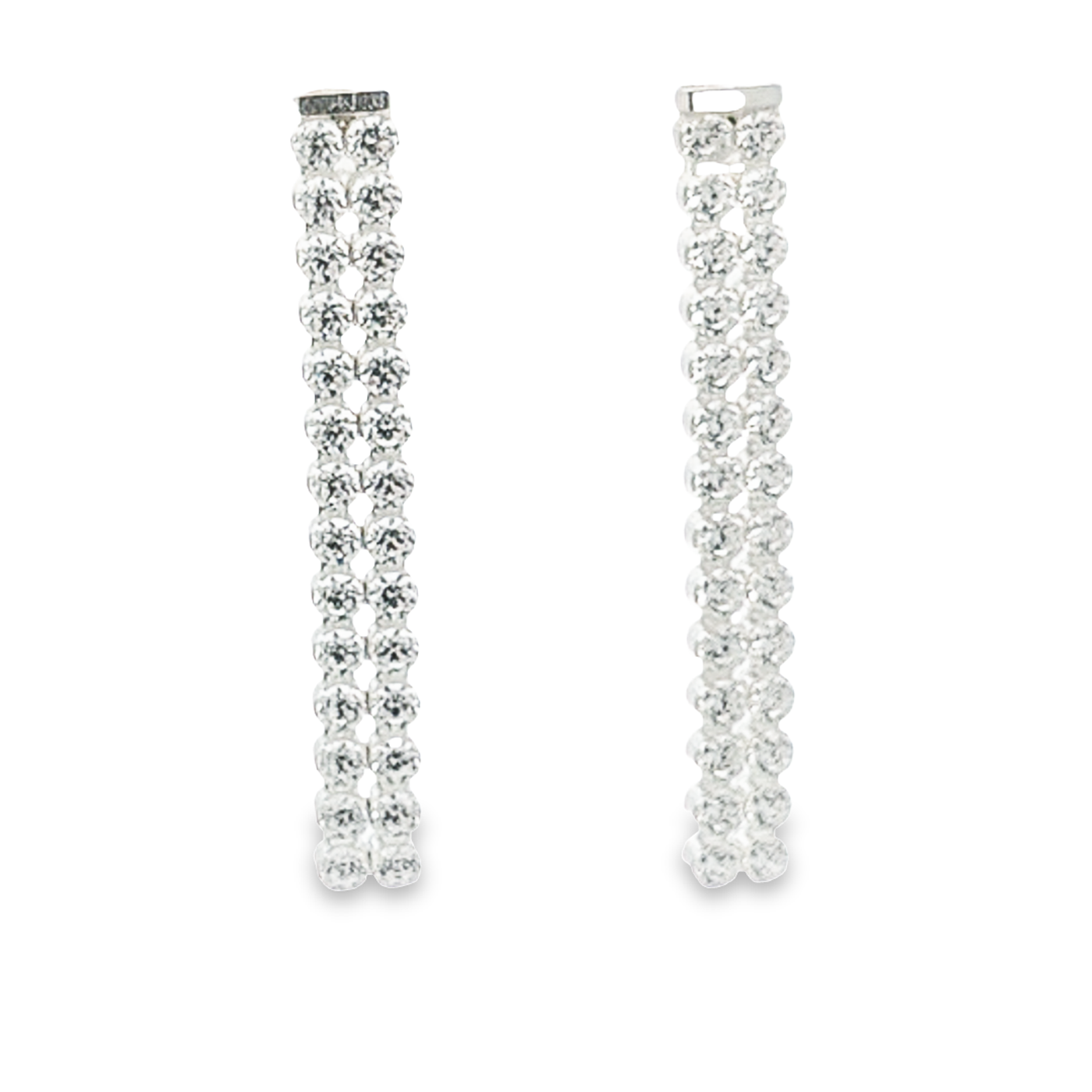 White Cubic Zirconia and Sterling Silver Earrings - Sherry - boothandbooth