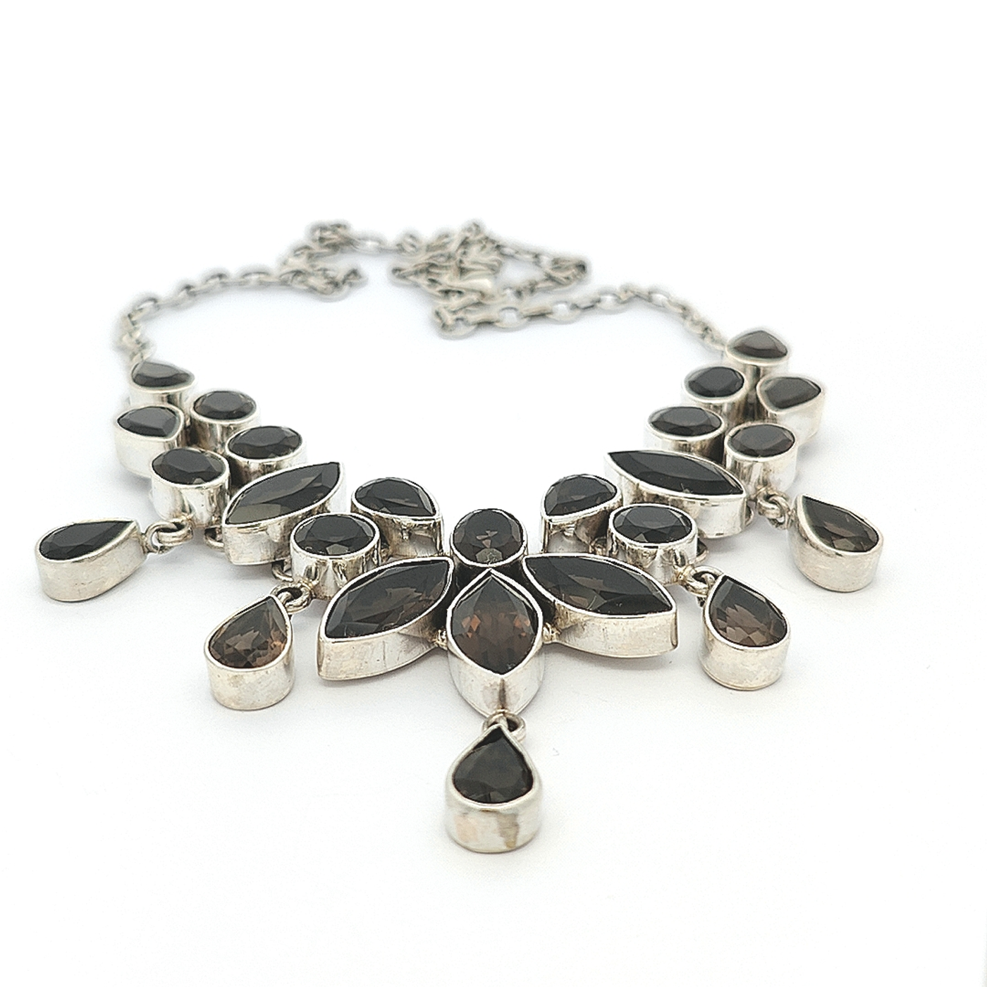 Smokey Quartz Droplet Necklace - Shirley - boothandbooth