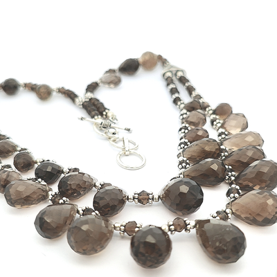 Smokey Quartz Bead Necklace - Lisette - boothandbooth