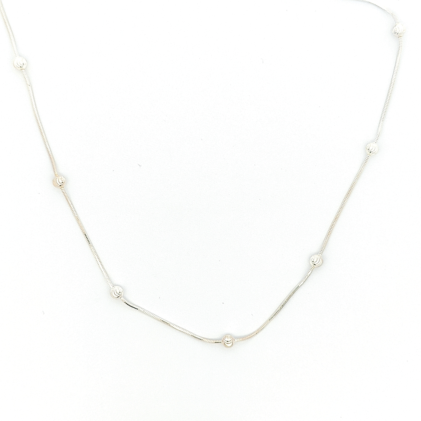 Sterling Silver Snake Chain with Diamond Cut Balls - boothandbooth