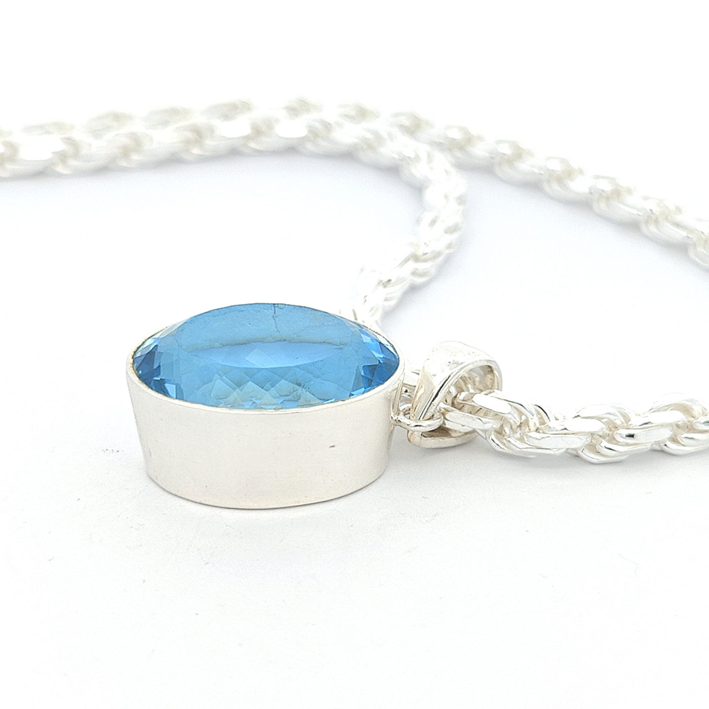 Swiss Blue Topaz Pendant - Ashley - boothandbooth