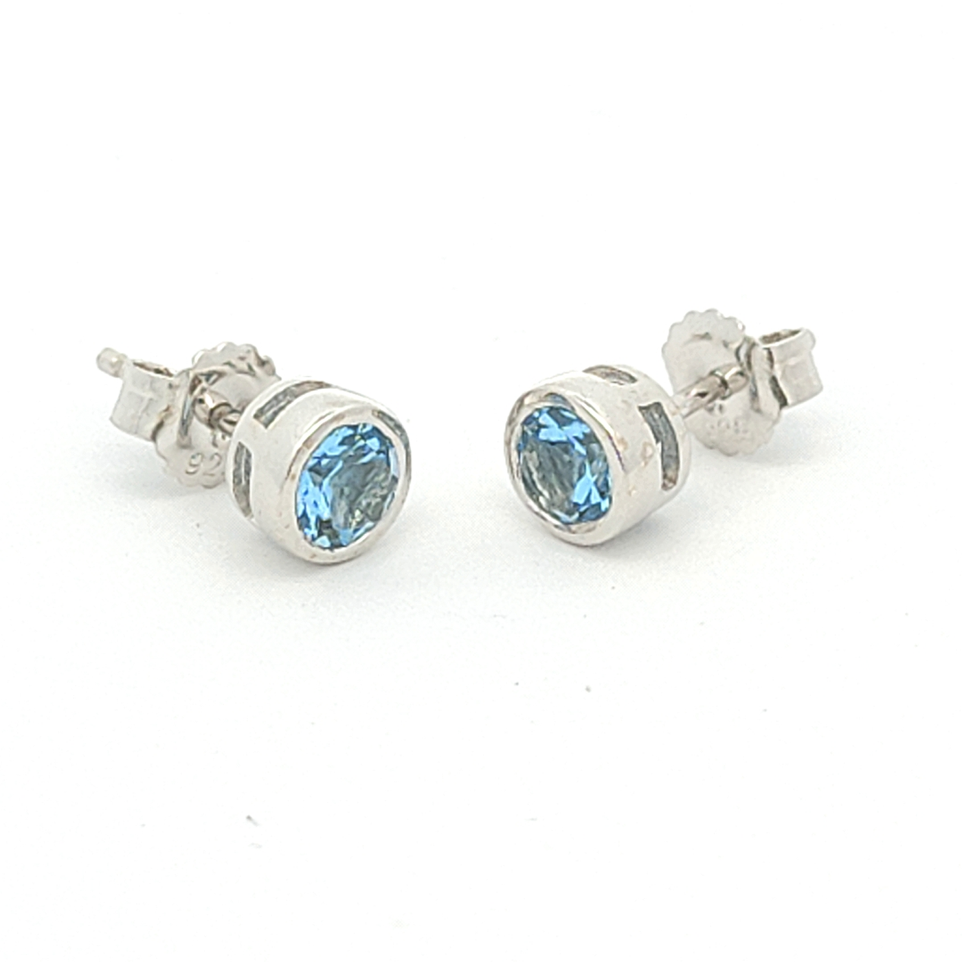 Swiss Blue Topaz Stud Earrings - Georgie - boothandbooth