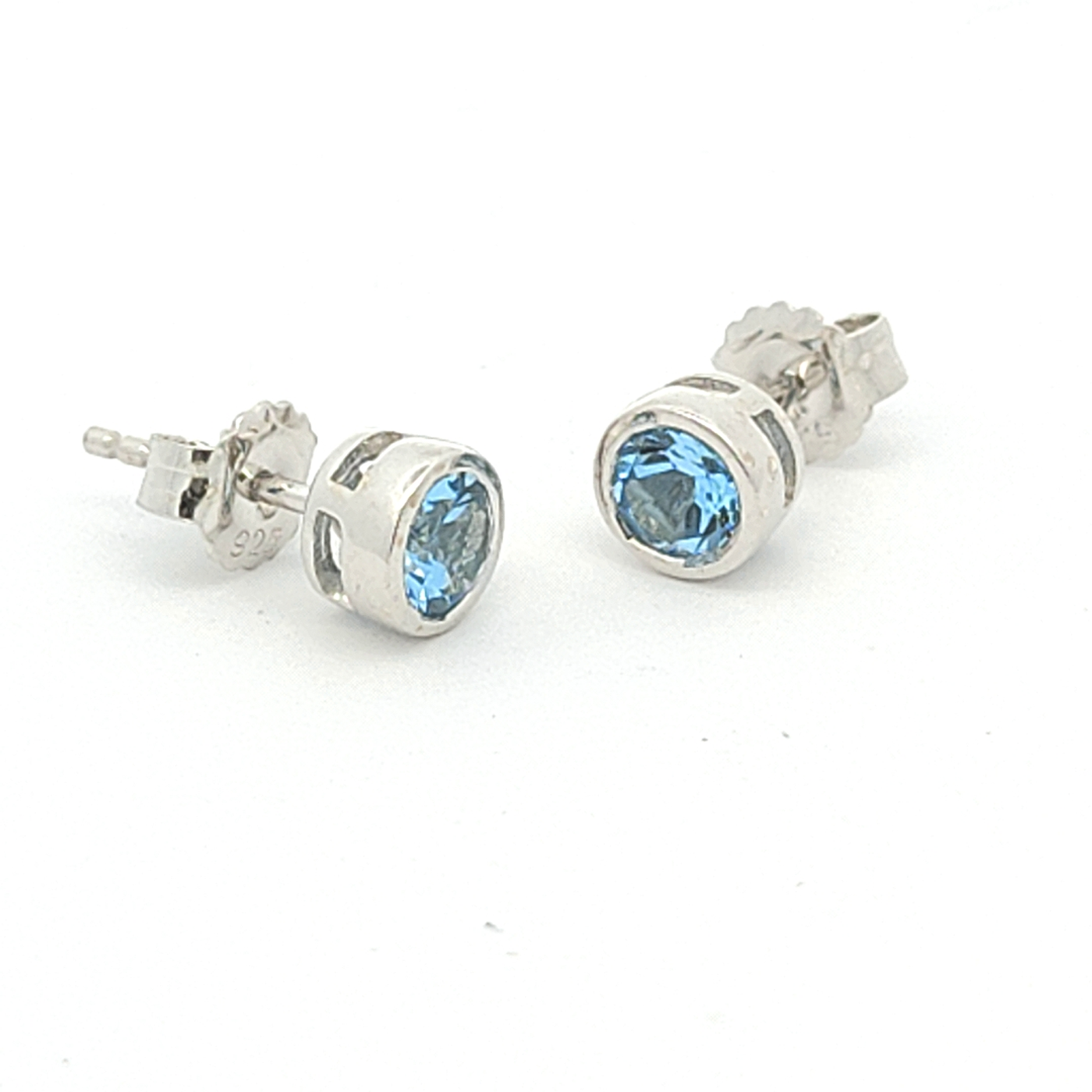 Swiss Blue Topaz Stud Earrings - Georgie - boothandbooth