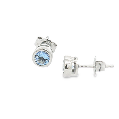 Swiss Blue Topaz Stud Earrings - Georgie - boothandbooth