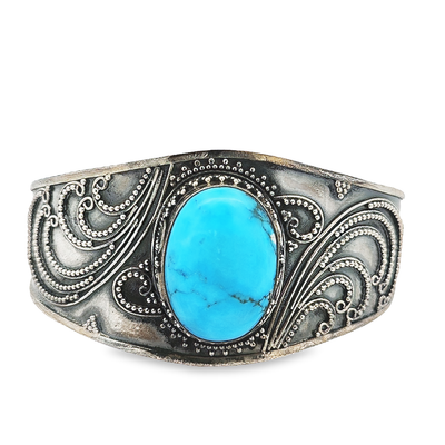 Sterling Silver Turquoise Bangle - Tatiana - boothandbooth