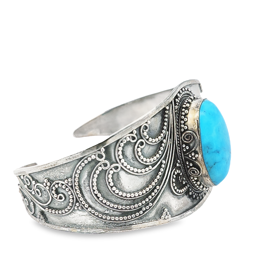 Sterling Silver Turquoise Bangle - Tatiana - boothandbooth