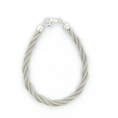 7mm Sterling Silver Twisted Mesh Rope Bracelet - boothandbooth