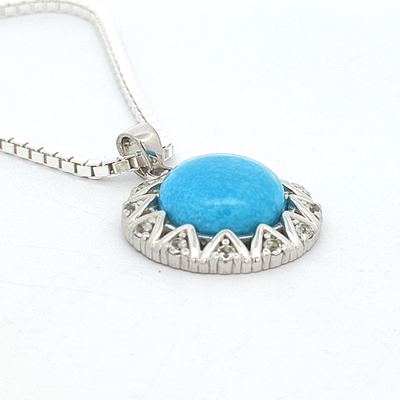 Turquoise Pendant With White Topaz - Emily - boothandbooth