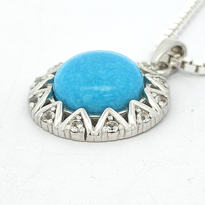 Turquoise Pendant With White Topaz - Emily - boothandbooth