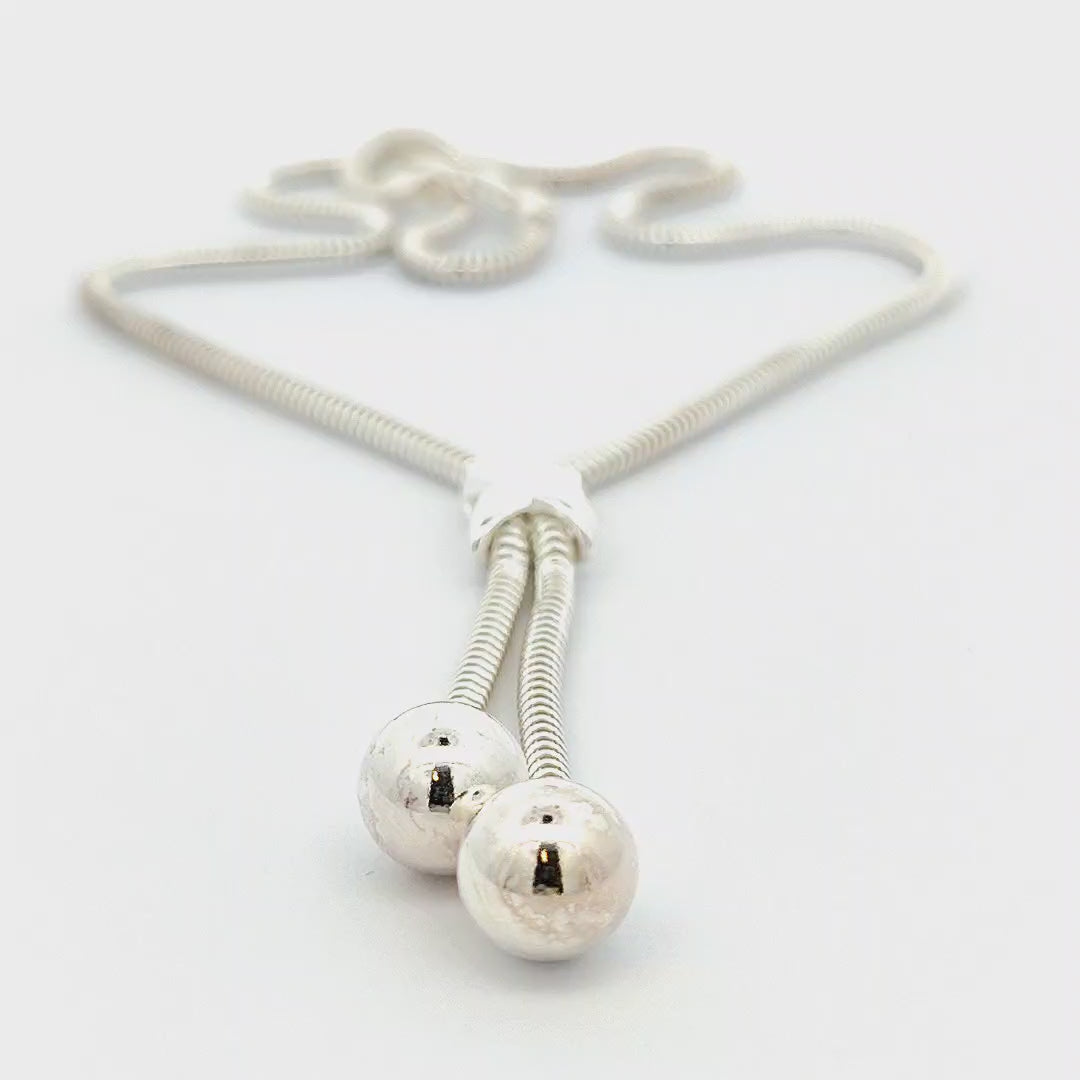 Sterling Silver Snake Chain Necklace With Ball Ends