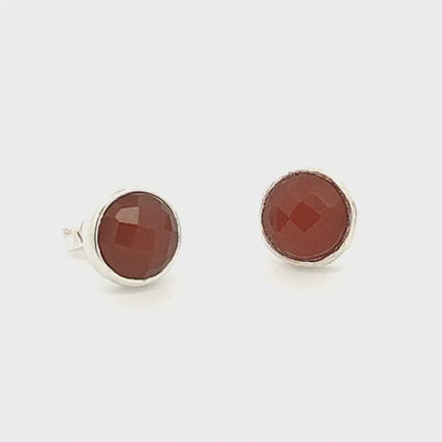 Faceted Red Onyx Stud Earrings - Carly