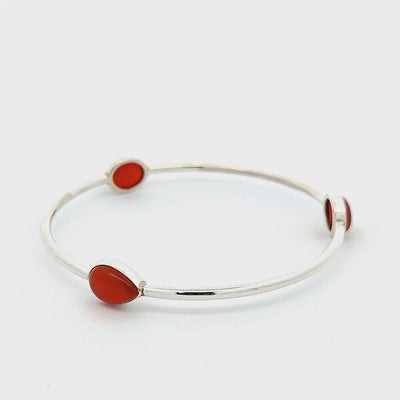 Red Onyx and Sterling Silver Bangle - Giovanna