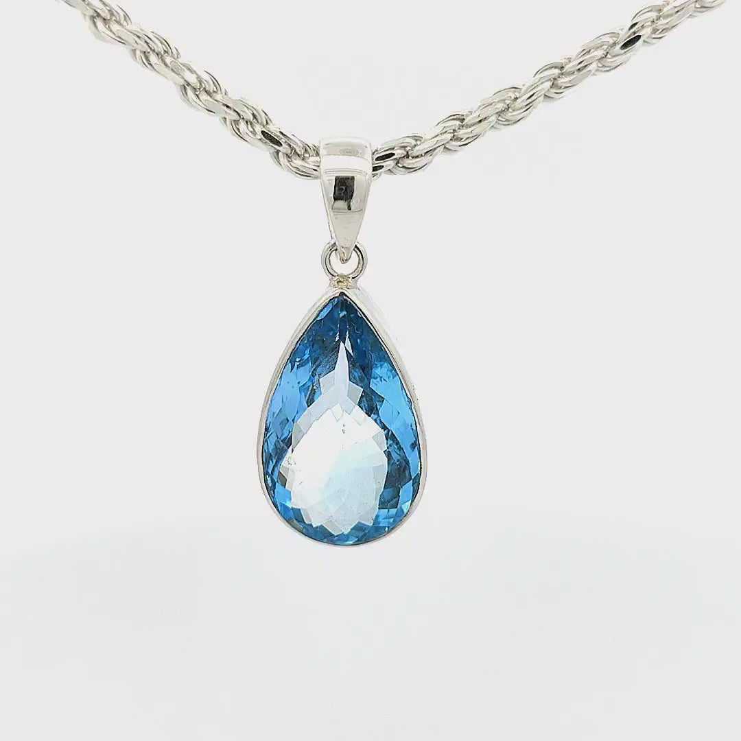 Swiss Blue Topaz Pendant - Sian