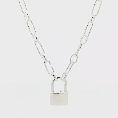 Sterling Silver Lock Pendant Chain - 4mm