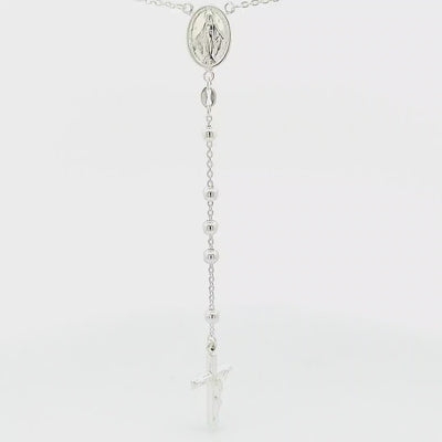Sterling Silver Rosary Bead Necklace - 4mm
