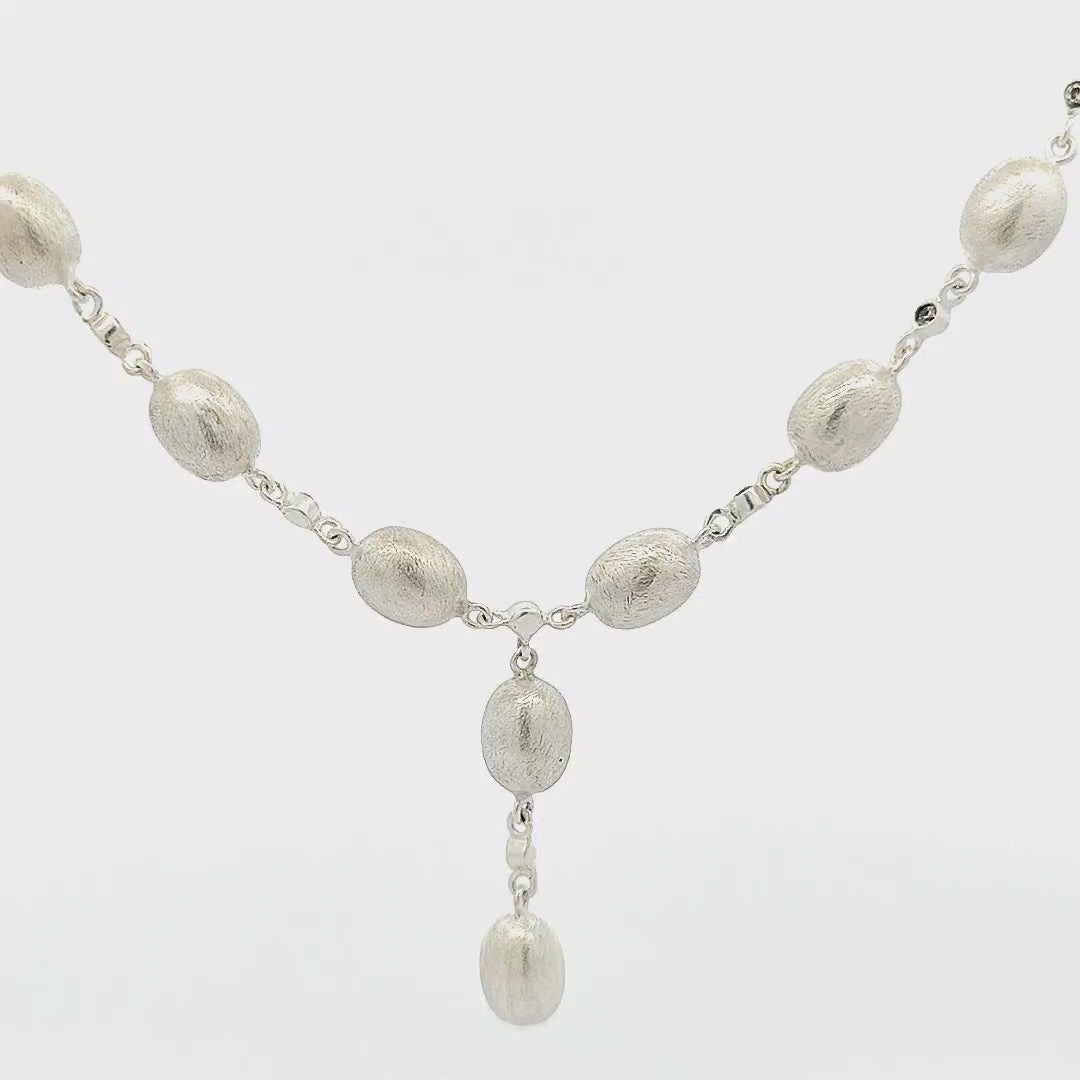 Sterling Silver Oval Bead Necklace