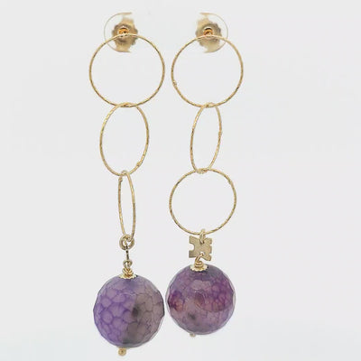 Black and Violet Agate Earrings - April