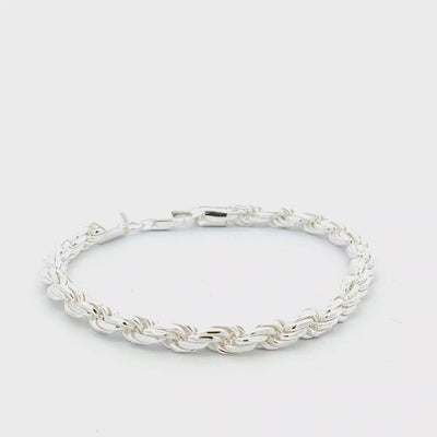 Sterling Silver Diamond Cut Rope Bracelet - Width 6mm