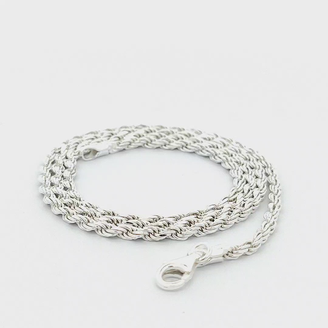 Sterling Silver Diamond Cut Rope Chain - 2.3mm