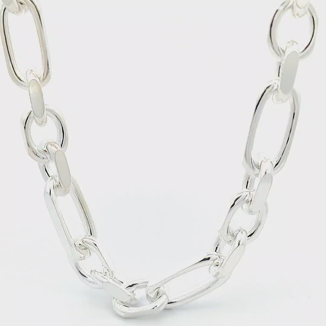 Sterling Silver Figaro Chain, Width 12mm