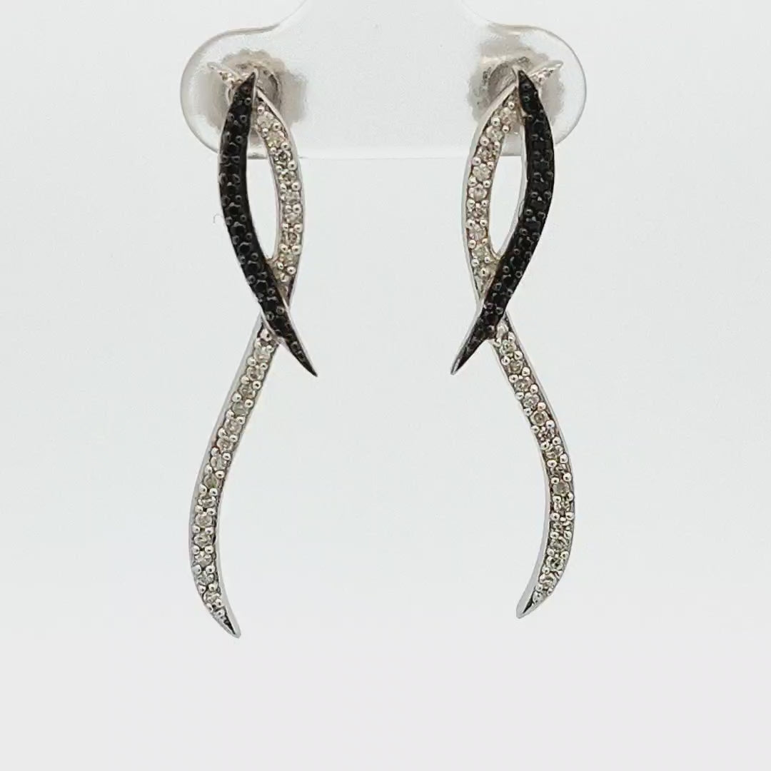 Black Spinel and Diamond Earrings - Magdalena