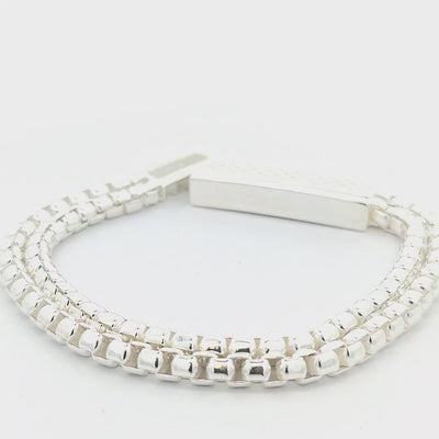 Sterling Silver Round Box link bracelet 10mm