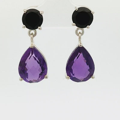 Amethyst and Black Onyx Earrings - Marie