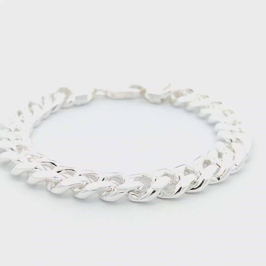 Sterling Silver Curb Bracelet 11mm