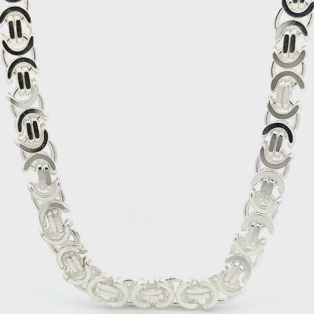 Flat Solid Silver Byzantine Chain, Width 10mm