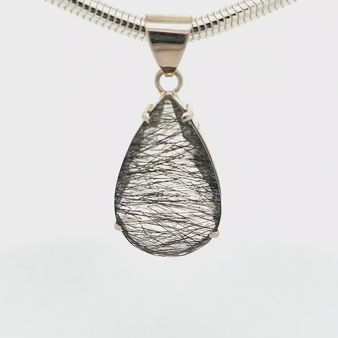 Large Black Rutilated Quartz Pendant - Sian