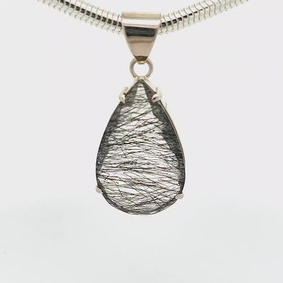 Large Black Rutilated Quartz Pendant - Sian