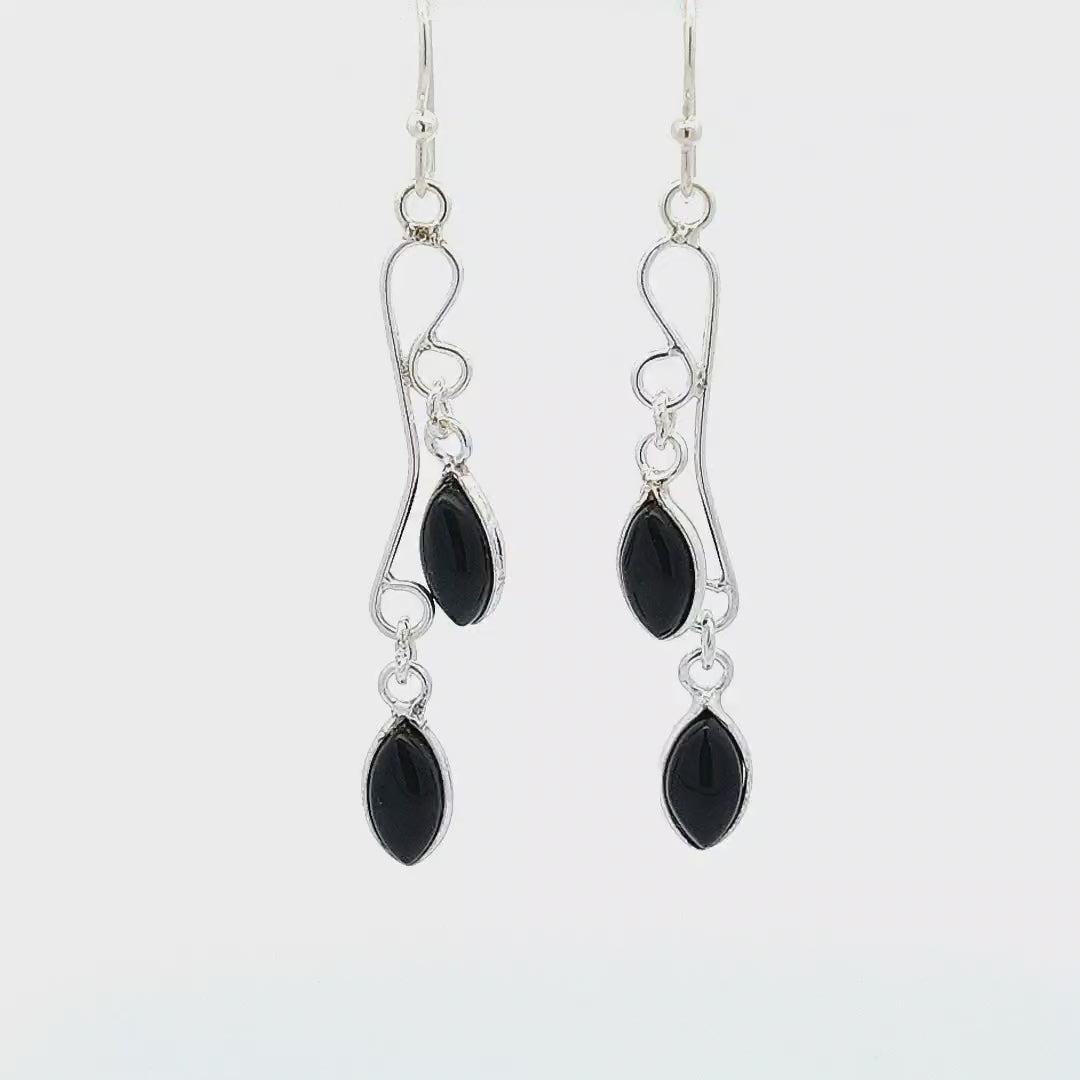 Black Onyx Droplet Earrings - Tess